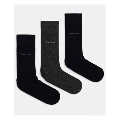 Ponožky Calvin Klein 3-pack pánské, tmavomodrá barva, 701226014