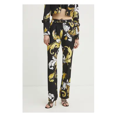 Kalhoty Versace Jeans Couture dámské, černá barva, jednoduché, high waist, 78HAA111 NS636