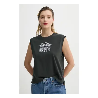 Bavlněný top Levi's GR BOXY TANK šedá barva, 001MW