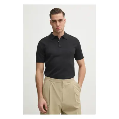 Bavlněné polo tričko Calvin Klein černá barva, K10K114476