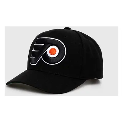 Kšiltovka Mitchell&Ness NHL PHILADELPHIA FLYERS černá barva, s aplikací