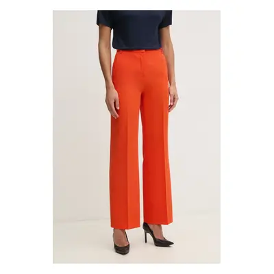 Kalhoty Sisley dámské, oranžová barva, jednoduché, high waist, 4KVXLF02I