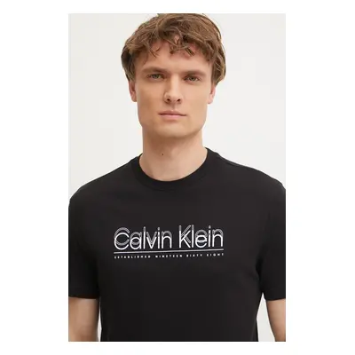 Bavlněné tričko Calvin Klein černá barva, s potiskem, K10K114149