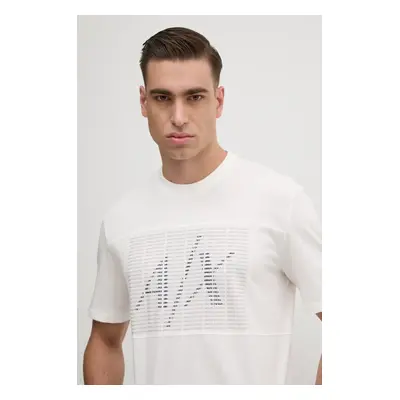 Bavlněné tričko Armani Exchange bílá barva, s potiskem, 6DZTJD ZJBYZ