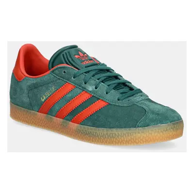 Dětské semišové sneakers boty adidas Originals GAZELLE zelená barva, IE8604