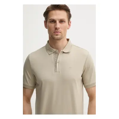 Bavlněné polo tričko Calvin Klein béžová barva, K10K114135