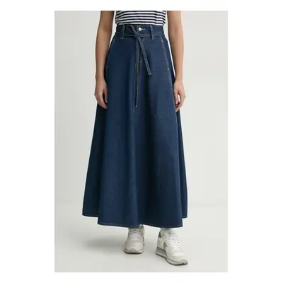 Džínová sukně Levi's XL SKIRT tmavomodrá barva, maxi, áčková, 001T4