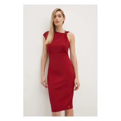 Šaty Calvin Klein vínová barva, midi, K20K207179