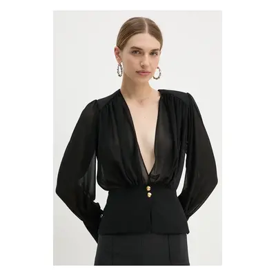 Košile Elisabetta Franchi dámská, černá barva, regular, CA07947E2