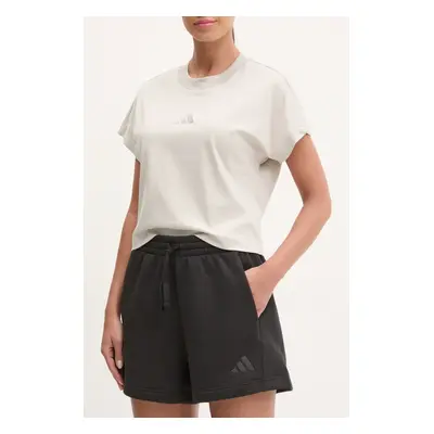 Kraťasy adidas ALL SZN dámské, černá barva, s aplikací, high waist, JI6529