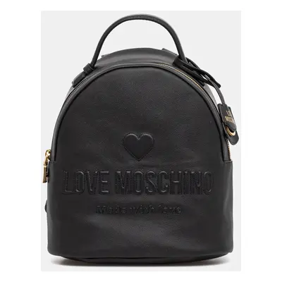 Kožený batoh Love Moschino dámský, černá barva, malý, s aplikací, JC4116PP1