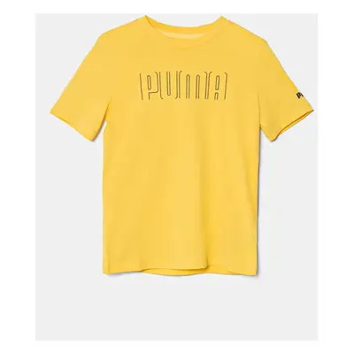 Dětské bavlněné tričko Puma SPORT Graphic Tee žlutá barva, s potiskem, 685850