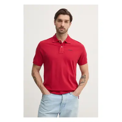 Bavlněné polo tričko Pepe Jeans ESSENTIAL POLO CONTRAST LOGO červená barva, PM542298