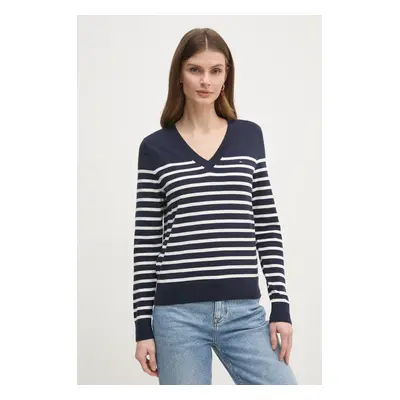 Svetr Tommy Hilfiger dámský, modrá barva, lehký, WW0WW40098