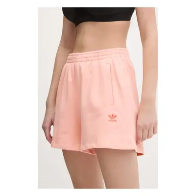 Bavlněné šortky adidas Originals Essential dámské, oranžová barva, hladké, high waist, JJ3464