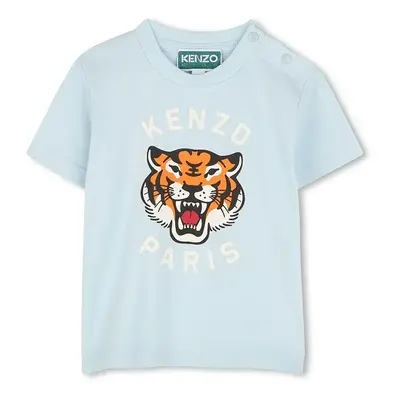 Bavlněné dětské tričko Kenzo Kids modrá barva, s potiskem, K60977