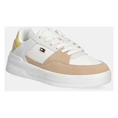 Kožené sneakers boty Tommy Hilfiger ESSENTIAL BASKET SNEAKER béžová barva, FW0FW08456