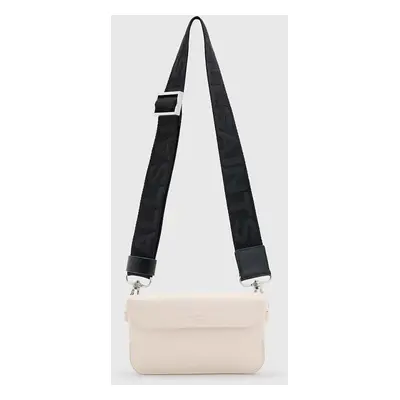 Kožená kabelka AllSaints ZOE CROSSBODY béžová barva, W312XB