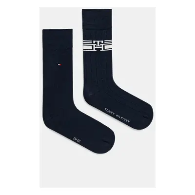 Ponožky Tommy Hilfiger 2-pack pánské, tmavomodrá barva, 701232598