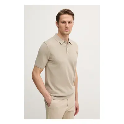 Bavlněné polo tričko Calvin Klein béžová barva, K10K114476