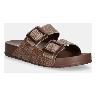 Pantofle Melissa COZY M LOVER SLIDE DENIM dámské, hnědá barva, M 36146