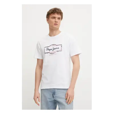 Bavlněné tričko Pepe Jeans DAXTON TEE bílá barva, s potiskem, PM509786