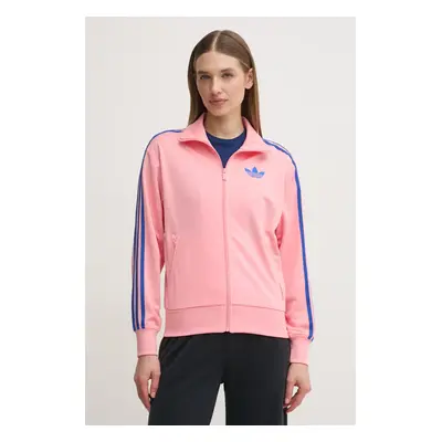 Mikina adidas Originals Firebird dámská, růžová barva, vzorovaná, JP2302