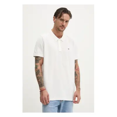 Bavlněné polo tričko Tommy Jeans béžová barva, DM0DM20676