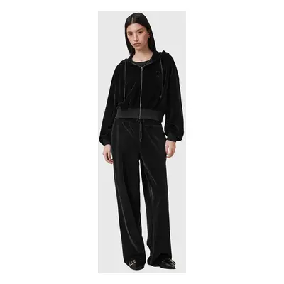 Velurové kalhoty AllSaints VIN černá barva, high waist, W028TC