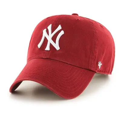 Bavlněná baseballová čepice 47brand MLB New York Yankees červená barva, s aplikací, B-RGW17GWS-R