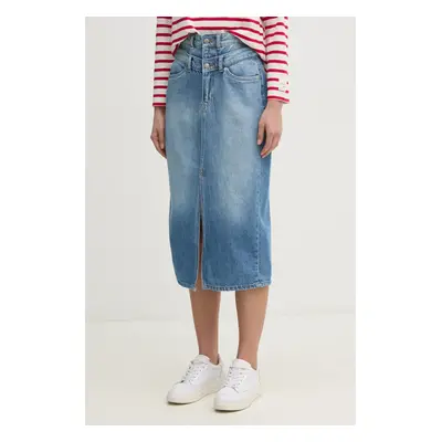 Džínová sukně Pepe Jeans MIDI SKIRT HW DOUBLE modrá barva, midi, PL901207