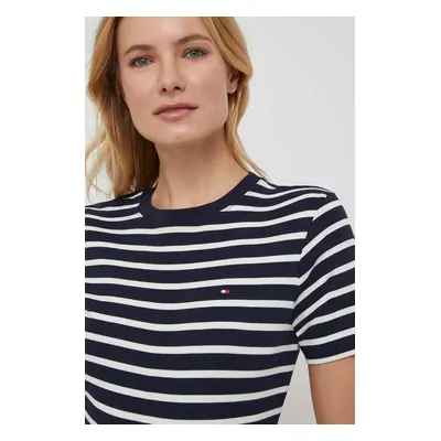 Bavlněné tričko Tommy Hilfiger tmavomodrá barva, WW0WW40587