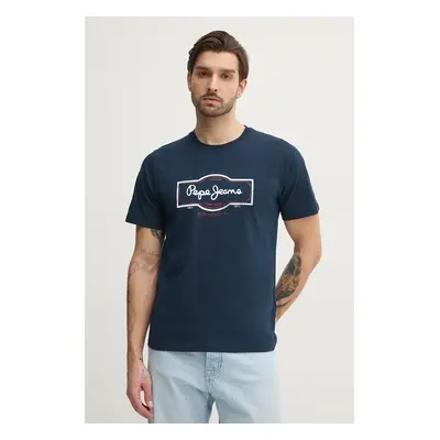 Bavlněné tričko Pepe Jeans DAXTON TEE tmavomodrá barva, s potiskem, PM509786