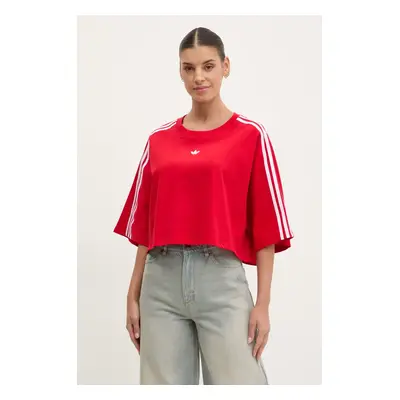 Bavlněné tričko adidas Originals BOXY TEE červená barva, JY8885