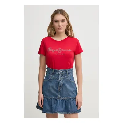 Bavlněné tričko Pepe Jeans RYLEIGH červená barva, PL506014