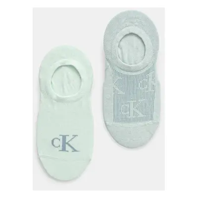 Ponožky Calvin Klein Jeans 2-pack dámské, tyrkysová barva, 701231402