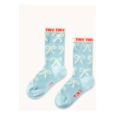 Dětské ponožky Tinycottons BOWS MEDIUM SOCKS modrá barva, SS25-451