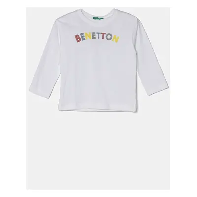 Dětské bavlněné tričko s dlouhým rukávem United Colors of Benetton bílá barva, 3I1XG10HS