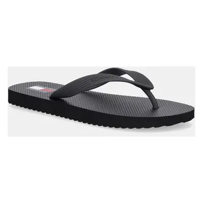 Žabky Tommy Jeans BEACH SANDAL pánské, černá barva, EM0EM01560