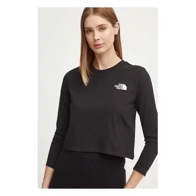 Tričko s dlouhým rukávem The North Face L/S Simple Dome Crop Tee černá barva, NF0A89FKJK31