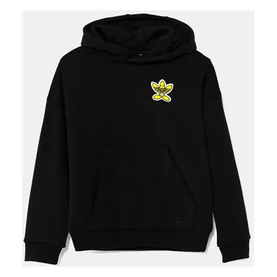 Dětská bavlněná mikina adidas Originals x Smiley World černá barva, s kapucí, s aplikací, JD0428