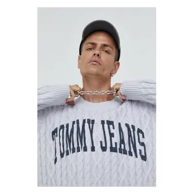 Svetr Tommy Jeans pánský, šedá barva,