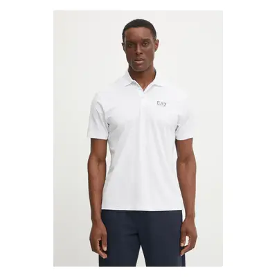 Polo tričko EA7 Emporio Armani bílá barva, s potiskem, AF13530.7M000180