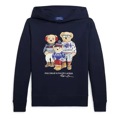 Dětská mikina Polo Ralph Lauren tmavomodrá barva, s kapucí, s potiskem, 323953042001