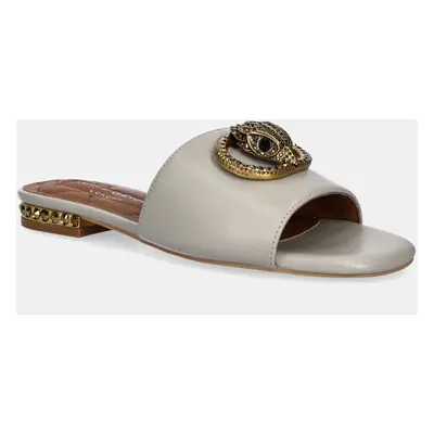 Kožené pantofle Kurt Geiger London Chelsea Flat Sandal dámské, šedá barva, 3416223109