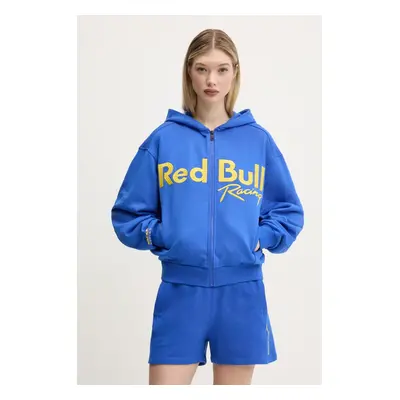 Bavlněná mikina Red Bull Racing x Pepe Jeans LOGO ZIP HOODIE dámská, fialová barva, s kapucí, s 