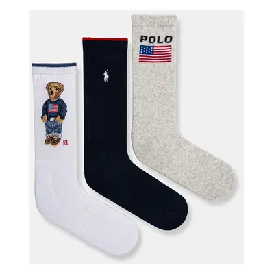 Ponožky Polo Ralph Lauren 3-pack dámské, tmavomodrá barva, 455968680