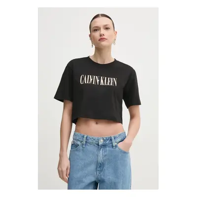 Bavlněné tričko Calvin Klein Jeans černá barva, J20J225578