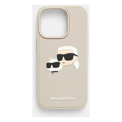 Obal na telefon Karl Lagerfeld iPhone 16 Pro béžová barva, KLHCP16LRBCKCHLE