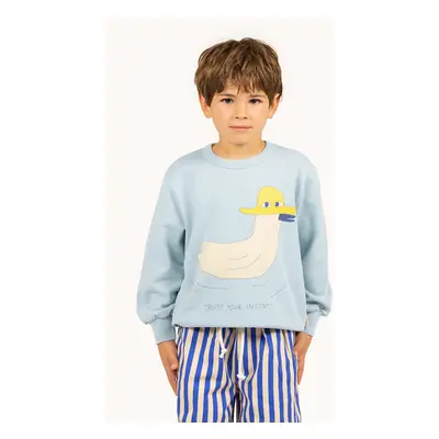 Dětská bavlněná mikina Tinycottons DUCK GRAPHIC SWEATSHIRT modrá barva, s potiskem, SS25-101